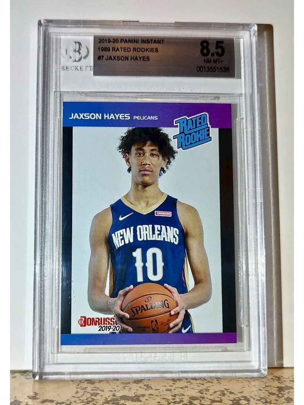 Jaxson Hayes 2019-20 Panini NBA #7 1989 Rated Rookies 1/3431 BGS 8.5 Pelicans